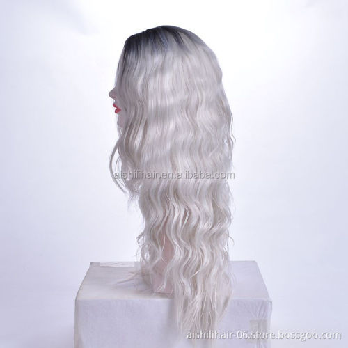 2019 Best sellers long wavy 22 inch ombre color Synthetic wig and lace front wig for woman
